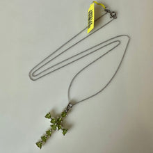 Load image into Gallery viewer, Sterling Peridot Cross Pendant on 20" Chain Necklace (1.5")
