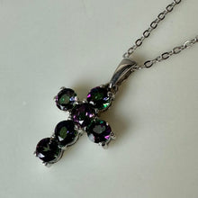Load image into Gallery viewer, Sterling Mystic Topaz Cross Pendant on 20" Chain Necklace (1")
