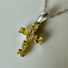 Load image into Gallery viewer, Sterling Citrine Cross Pendant on 20" Chain Necklace (1")
