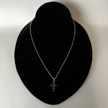 Load image into Gallery viewer, Sterling Black Tourmalline Cross Pendant on 20" Chain Necklace (1")
