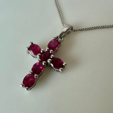 Load image into Gallery viewer, Sterling Pink Topaz Cross Pendant on 20" Chain Necklace (1")
