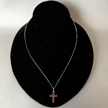 Load image into Gallery viewer, Sterling Pink Topaz Cross Pendant on 20" Chain Necklace (1")
