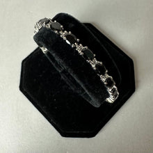 Load image into Gallery viewer, Sterling Black Tourmaline Tennis Bracelet (7.25")
