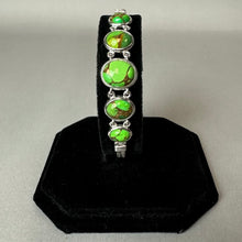 Load image into Gallery viewer, Sterling Green Copper Turquoise Toggle Bracelet (8")
