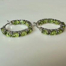 Load image into Gallery viewer, Sterling Peridot Hoop Earrings (1")
