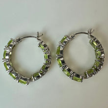 Load image into Gallery viewer, Sterling Peridot Hoop Earrings (1")
