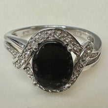 Load image into Gallery viewer, Sterling Black Opal White Topaz Ring sz 7
