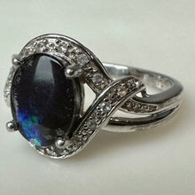 Load image into Gallery viewer, Sterling Black Opal White Topaz Ring sz 7
