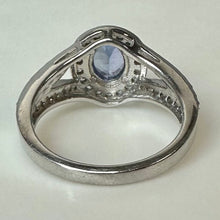 Load image into Gallery viewer, Sterling Tanzanite White Topaz Halo Ring sz 7.75

