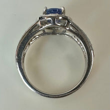 Load image into Gallery viewer, Sterling Tanzanite White Topaz Halo Ring sz 7.75
