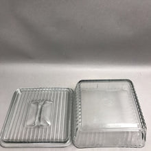 Load image into Gallery viewer, Vintage Anchor Hocking 1932 Design Ribbed 9x9 Glass Refrigerator Dish w/ Lid Large
