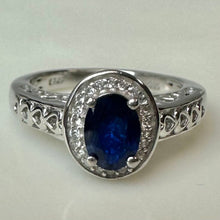 Load image into Gallery viewer, Sterling Blue &amp; White Topaz Halo Ring sz 7
