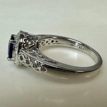 Load image into Gallery viewer, Sterling Blue &amp; White Topaz Halo Ring sz 7
