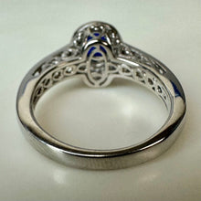Load image into Gallery viewer, Sterling Blue &amp; White Topaz Halo Ring sz 7
