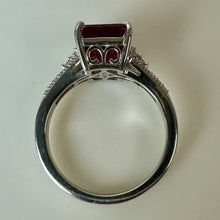 Load image into Gallery viewer, Evertrue Platinum Bond Steel Niassa Ruby White Zircon Ring sz 8

