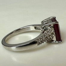 Load image into Gallery viewer, Evertrue Platinum Bond Steel Niassa Ruby White Zircon Ring sz 8
