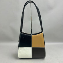 Load image into Gallery viewer, Vani Black Tan White Faux Leather Colorblock Shoulder Bag Purse As-Is (10x10x3")
