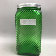 Load image into Gallery viewer, Vintage Owens Illinois Forest Green Hoosier Glass 7" Canister Cereal Canister
