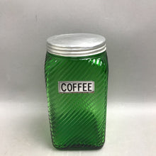 Load image into Gallery viewer, Vintage Owens-Illinois Green Glass Hoosier 7" Coffee Canister 1930s w/Lid
