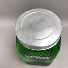 Load image into Gallery viewer, Vintage Owens-Illinois Green Glass Hoosier 7" Coffee Canister 1930s w/Lid
