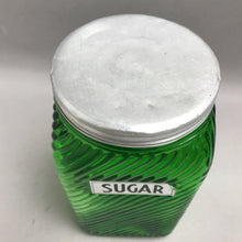 Load image into Gallery viewer, Vintage Owens-Illinois Green Glass Hoosier 7" Sugar Canister 1930s w/Lid
