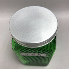 Load image into Gallery viewer, Vintage Owens-Illinois Green Glass Hoosier 5" Tea Canister 1930s w/Lid
