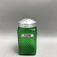 Load image into Gallery viewer, Vintage Owens Illinois Green Depression Glass Flour Shaker Ribbed 1930s (4")
