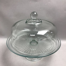 Load image into Gallery viewer, Vintage Glass Round Cake Stand w/Leaded Glass Dome Lid (10x12)
