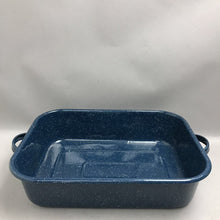 Load image into Gallery viewer, Vintage Rectangle Open Roaster Blue Speckled Enamel/Granite Ware (4x18x13)
