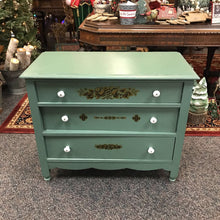 Load image into Gallery viewer, Painted Greeen Dresser 3 Drawer (28x34x18)
