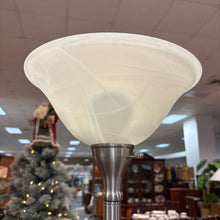 Load image into Gallery viewer, Polished Silver Tone Floor Lamp with Frosted Glass Shade (72")
