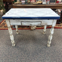 Load image into Gallery viewer, White / Blue Enamel Top Table (31x41x25/45)
