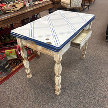 Load image into Gallery viewer, White / Blue Enamel Top Table (31x41x25/45)
