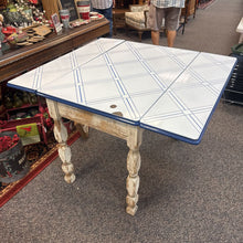 Load image into Gallery viewer, White / Blue Enamel Top Table (31x41x25/45)
