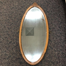 Load image into Gallery viewer, Antique Oval Wood Framed Beveled Mirror Carved Top (45x22)
