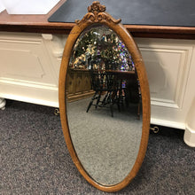 Load image into Gallery viewer, Antique Oval Wood Framed Beveled Mirror Carved Top (45x22)
