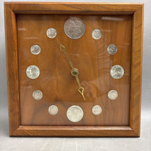 Load image into Gallery viewer, Vintage Walnut Framed 90% Silver Coins Clock (9x9x2.5)
