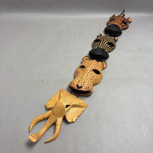 Load image into Gallery viewer, Wood Carved Four Safari Animal Head Hanging Decor (30")
