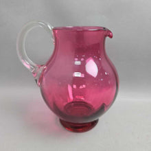 Load image into Gallery viewer, Pilgrim Pink Cranberry Glass Pitcher w/ Clear Handle (~7.5")
