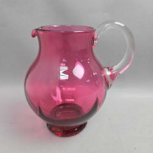 Load image into Gallery viewer, Pilgrim Pink Cranberry Glass Pitcher w/ Clear Handle (~7.5")
