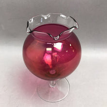 Load image into Gallery viewer, Vintage Cranberry Glass Pedestal Stem Rose Bowl (6")
