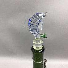 Load image into Gallery viewer, Art Glass Dolphin Bottle Stopper on Wine Bottle (15")
