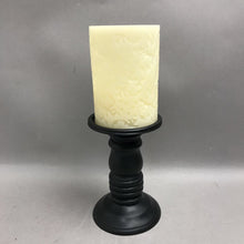 Load image into Gallery viewer, Black Wood Candlestick with Candle (11")

