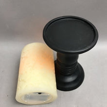 Load image into Gallery viewer, Black Wood Candlestick with Candle (11")
