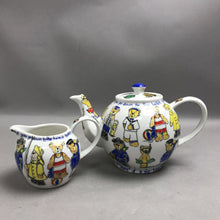 Load image into Gallery viewer, Cardew Beach Teddy Bear Ceramic Teapot With Lid &amp; Creamer Nautical Design (5")
