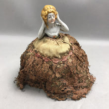 Load image into Gallery viewer, Antique Porcelain Head Lady Pin Cushion (6")
