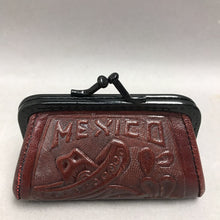 Load image into Gallery viewer, Mexico Hand Tooled Red Leather Coin Purse Kiss Lock (3")
