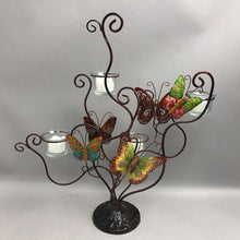 Load image into Gallery viewer, Butterfly Candle Holder Copper Tone Metal (18")
