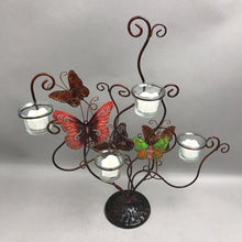 Load image into Gallery viewer, Butterfly Candle Holder Copper Tone Metal (18")
