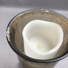 Load image into Gallery viewer, Metal Scroll Base Smoked Glass Candle Holder (14")
